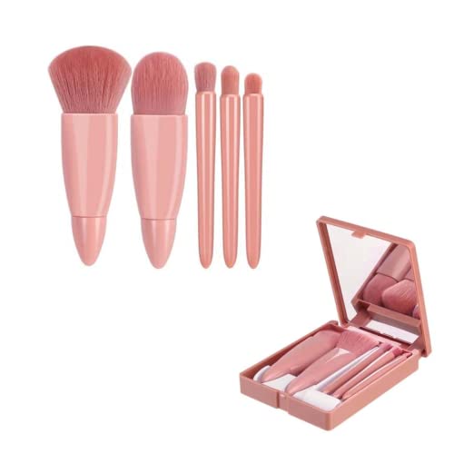 Ruitasa Mini Makeup Brush Set,Professional Travel Makeup Brushes Set With Mirror，Portable Small Mini Makeup Brush Case For Women Face Eye Eyebrow Blush And Lip Gloss (1Pcs Pink) #TOP6