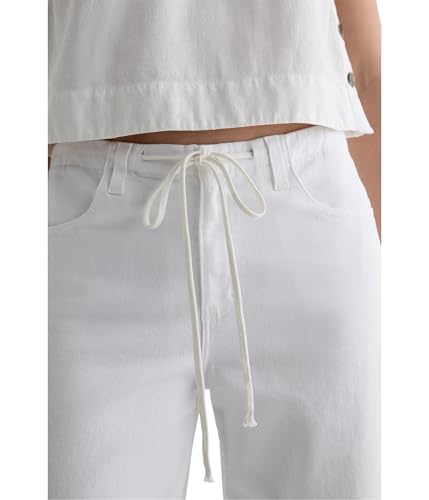 AG Women's Stella Mid-Rise Cinched Wide Leg Palazzo in White4