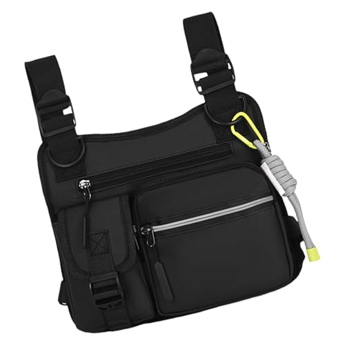 Paquete de pecho, bolsa resistente al desgaste, chaleco ligero con múltiples bolsillos, diseño ergonómico de corte 3D, ajuste ajustable, senderismo, deportes al aire libre, motocicleta, viajes, 9.84 x