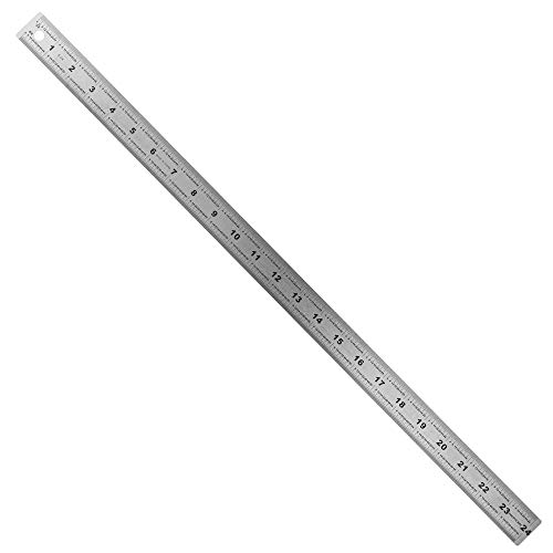 24 Stainless Steel Ruler with Non-Skid Cork Backing: 32 & 64 divisions per inch