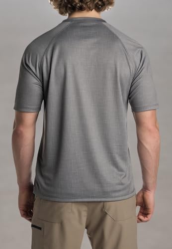 ZeroXposur Mens Sun Shirt UPF 50+ - Lightweight, Quick-Dry Swim Shirts - Short-Sleeve Rash Guard for Men (Metal Dione, Large)