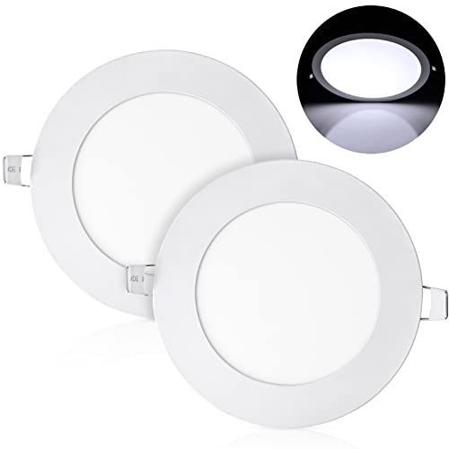 OMYAOIT Iluminación Empotrable de Interior, 2 PCS 15W 1350 Lumen Luces de Panel LED Ultra Delgadas, 6500K Blancas Frías Luces de Techo LED Redondas para Dormitorio, Sala de Estar, Oficina, Pasillo Cover