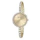 FREDDY Orologio da Donna da Polso Bracciale Gioiello Cassa in Brillanti Maglia in Acciaio Oro Argento Ghiera di Gemme, Quadrante Rotondo 26 mm