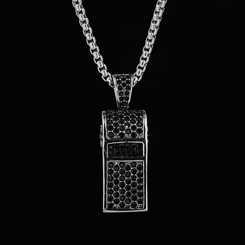 Collar silbato con cristales de acero titanizado miniatura 3