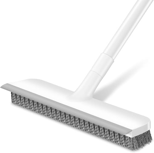 Image of 2-in-1 Bathroom Brush with Wiper Long Handle Floor Scrub Brush with Head for Deep Cleaning Tiles, Toilet, Shower, Walls & Kitchen Floor Cleaning Brush. (1 pcs)