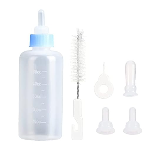 Tomedeks 1 juego biberon recien nacido,leche para cachorros de perro, fáciles de limpiar, perfectos para alimentar a mano a cachorros, gatitos y otros animales pequeños.