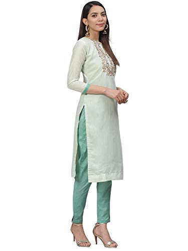 Image of AKHILAM Women's Chanderi Cotton Embroidered Unstitched Salwar Suit Material (Red 32DMK80 M Parent)