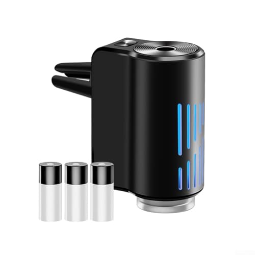 Aprilsunnyzone Ambientador de aire de metal recargable difusor de aroma con tres ajustes de intensidad para vehículos hogar silencioso funcionamiento automático de larga duración (negro)