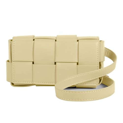 Image of Mini Woven Crossbody Bag for Women, Square Shoulder Handbag Leather Clutch Purse Cute Fanny Packs with Adjustable Belt