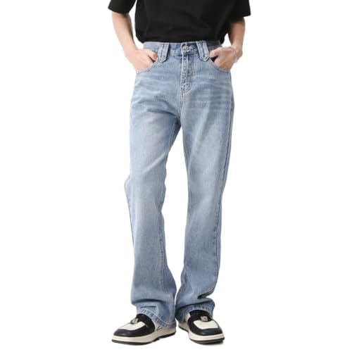 Men's Spring Summer Casual Vintage Bell Bottom Pants Slim Fit Elastic Waist Jeans