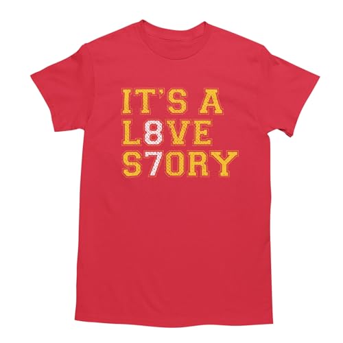 Its A Love Story 87 - Taylor and Travis Footballs First Couple - Cute Soft Girls Womens top Xs-5x - Unisex Tee Small Red
