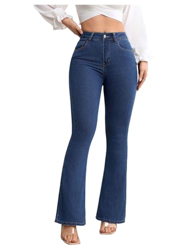 SOLY HUX Women's Flare Jeans High Waisted Bell Bottom Skinny Stretchy Denim Pants Office Trousers