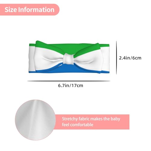 Soft Polyester Sierra Leone flag Baby Bow Headband Gentle, Stretchy, Stylish Hairband for Infants 0 to 6 months3