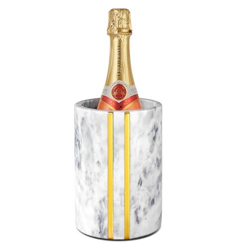 Pejevir Marble Wine Chiller Bucket, Wine Cooler Champagne Chiller for Party, Kitchen, Bar Decor to Keep Wine & Beverages Cold, Holds Any 750ml Bottle, Gray
