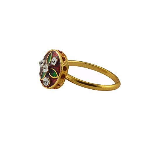 Solid Stone Stud- Platted Brass Ring (rin227)