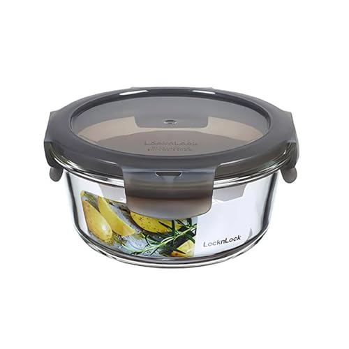 LocknLock OVEN GLASS Frischhaltedosen Glas mit Deckel | 380 ml Rund,...