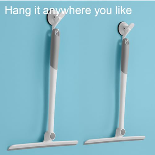 Image of Shower Squeegee - Grey Rotating Blade Window Mirror Squeegee, Soft Glass Cleaner for Home, Bathroom, Car Windshield Cleaning Small Squeegee All-Purpose Wiper Tool