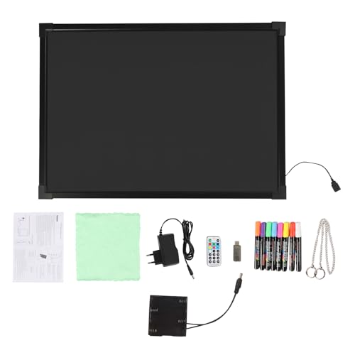Pizarra de escritura LED borrable y llamativa, 7 colores, 18 modos de luz, con 8 lápices de neón, mando a distancia, fuente de alimentación doble para cafetería, bar, restaurante, boda, publicidad