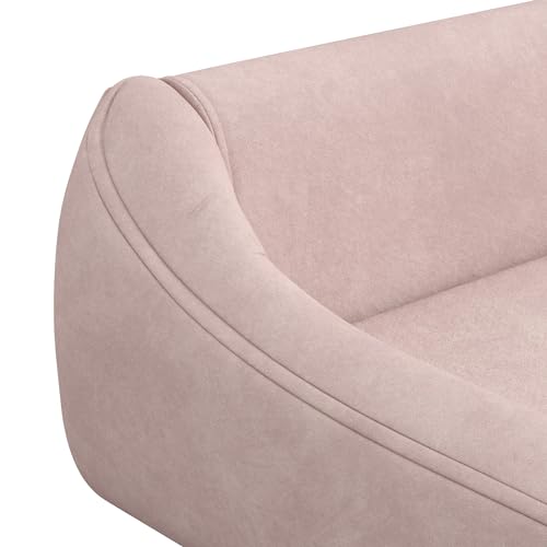 PawHut Hundesofa Katzensofa mit Rückenlehne, Hundecouch mit Holzbeine, Haustiersofa mit Kissen, Hundebett für mittelgroße und große Hunde, Samt, Rosa, 102 x 58,5 x 42,5 cm