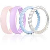 Picture of Egnaro Women's Bridal Rings Sets, Inner Arc Ergonomic Breathable Design Silicone Rubber Wedding Bands