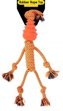 Dog Rubber Rope Man Dog Chew Toy. Colourful and Tug Toy, Dental Health, Durable Ropes, Rubber Head, Dental Cleaning - Image 4