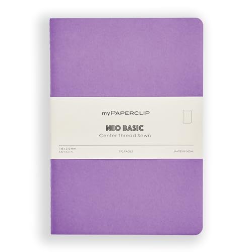 Image of myPAPERCLIP NeoBasic A5 Dot Grid Notebook | 80 GSM, 192 Pages | 250 GSM Soft Card Cover | A5 (5.83 inch x 8.27 inch) | Dotted Bullet Journal | Purple