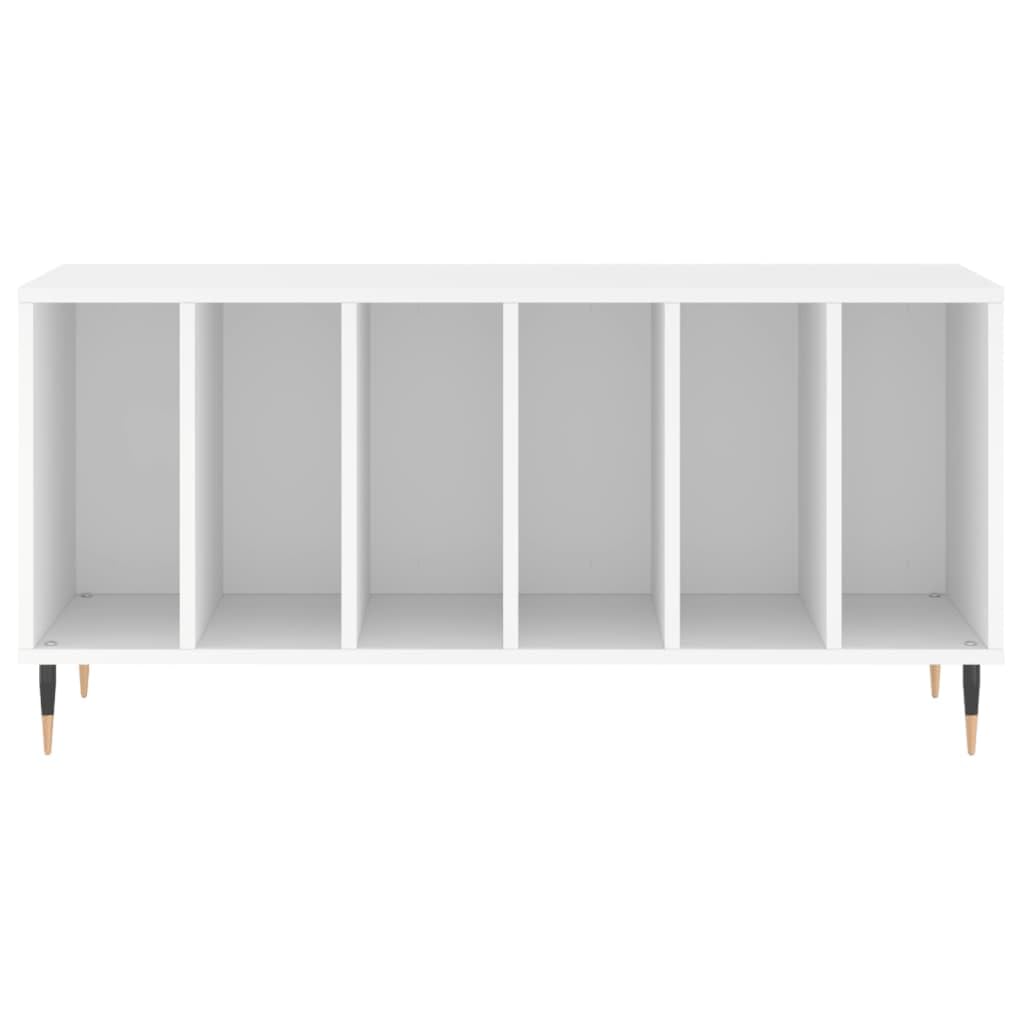 Armadietto per dischi in legno, bianco, 100 x 38 x 48 cm, con gambe in ferro, spazio per dischi in vinile, piastra superiore stabile per giradischi, mobile moderno per TV, soggiorno