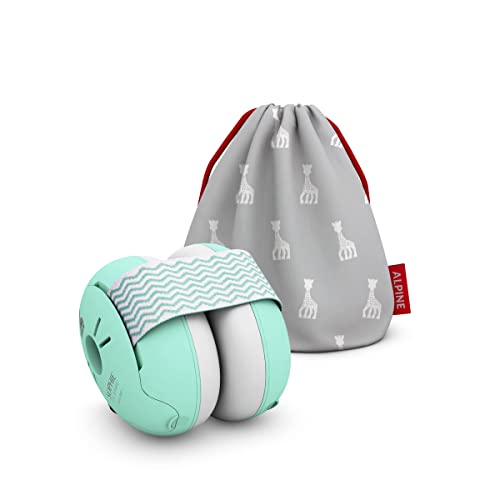 Alpine Baby Muffy Casque Anti bruit bébé : protection auditive pour bébés et tout-petits de 12 à 36 mois - Améliore le sommeil pendant les déplacements - Réglable et confortable - Sophie La Girafe