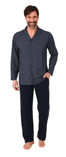 Pyjama manches longues homme boutonné Normann bleu marine grande taille 50