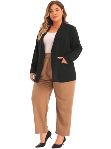 Agnes Orinda Plus Size Business Suit Blazer for Women Button Long Sleeve Office Work Blazer Jacket3