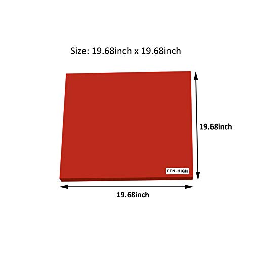 TEN-HIGH 500mm x 500mm Dicke 10mm Silikon Platte, Rot, Multi-Verwendungszweck für Schallbeständigkeit, Stoßdämpfung usw.