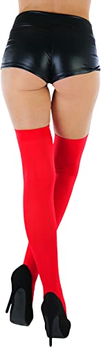 Image of ToBeInStyle Women's Spandex Double Weaves Thigh Hi With Lace Up Lace Top