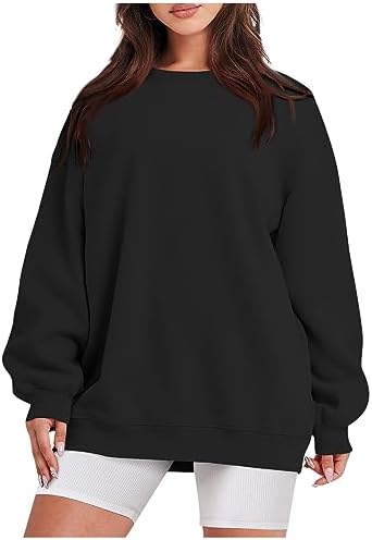Womens Oversized Sweatshirts Crewneck Long Sleeve Side Pullover Hoodies 2024 Fall Fashion Sweater Top
