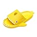 Sandales d'été pour tout-petits - Pantoufles d'été - Motif requin de dessin animé - Antidérapantes - Jaune - 11 ans