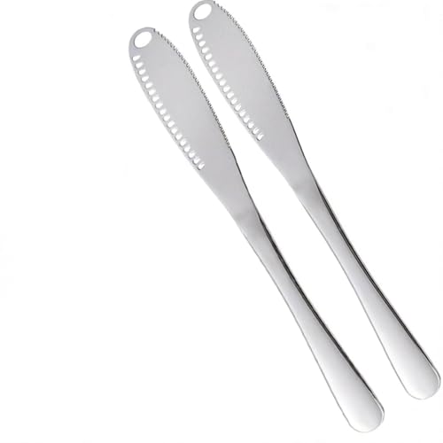 moniko 2-Pack Stainless Steel 3-in-1 Butter Knife Set – Serrated Spreader, Curler & Micro Grater for Butter, Cheese, Jam & Peanut Butter – Ergonomic, Dishwasher Safe, Rust-Resistant