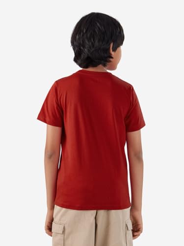 Image of The Souled Store Tom and Jerry: Super Jerry Boys Regular Fit Graphic Printed Half Sleeve Cotton Maroon Boys Cotton T-Shirts