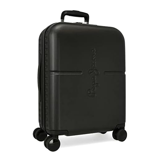 Pepe Jeans Highlight Maleta de Cabina Negro 40x55x20 cms Rígida ABS Cierre TSA Integrado 37L 3,22 kgs 4 Ruedas Dobles Equipaje de Mano