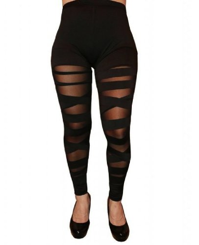 ENVY BODY SHOP Women's Spandex Leggings Bandage Mesh M Black