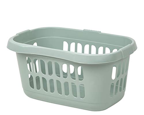 High Grade Plastic Hipster Laundry Baskets Washing Clothes Linen Storage Bin Tidy (Silver Sage)