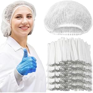 Image of Disposable Bouffant Caps for Women & Men | Non Woven Hair Net Cap | Elastic Head Cover for Hospital, Kitchen, Food Industry, Spa & Salon Use (White, PAck Of 100)