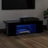 vidaXL Meuble TV avec Lumières LED Armoire Basse Centre de Divertissement Meuble Stéréo Salon Salle de Séjour Maison Intérieur Noir 90x39x30 cm