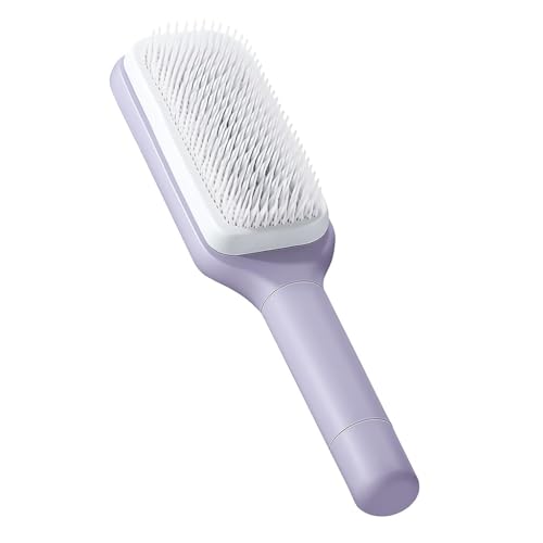 Image of Self Cleaning Hair Brush for Women & Kids - Detangler Hair Brush Comb for Wet or Dry Hair - Anti-Static Hairbrush Women Love - Gentle Scalp Massage Comb Brush for All Hair Types.
