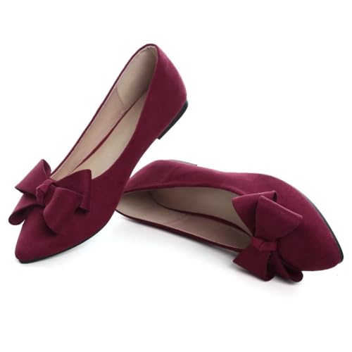 Image of TN TANGNEST Flats Shoes Women Comfort Casual Loafers | Classic Pointed Toe Bowknot Flats Cute Slip On Flats, Wear to Work Travel Walk