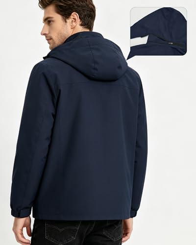 ACCNUO Men's Waterproof Rain Jacket Lightweight Raincoat & Windbreaker with Detachable Hood for cycling Hiking Travel — view 2