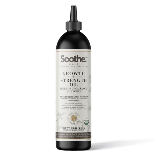 Soothe au Naturel Hair Growth Oil – Infused with Rosemary, Castor Oil, Biotin, Pumpkin Seed – DHT Blocker – Non-Greasy Hair Loss & Thinning Support for Men & Women – Scalp Serum for Dry Scalps 240ml