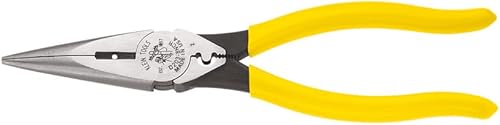 Klein Tools D203-8NCR Pinza de punta larga con corte lateral para pelar/engarrotar, endurecida por inducción y más pesada para mayor potencia de