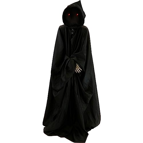 Haunted Hill Farm Motion-Activated Lurching Demon Reaper by Tekky, Lunging Scare Prop Halloween Animatronic for Indoor or Covered Outdoor Creepy Halloween Decorations, Plug-in or Battery Operated