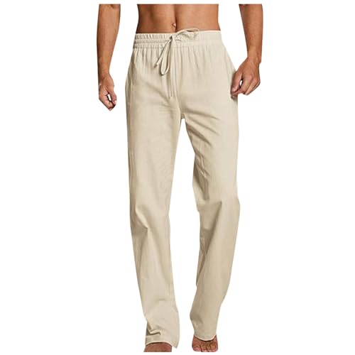 Man Loose Fit Pants for Mens Linen Stretchy Straight Leg Plain Long Leg Summer Fall 2025 Y2K