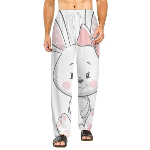Vêtements de nuit pantalon de détente avec poches imprimé lapin S