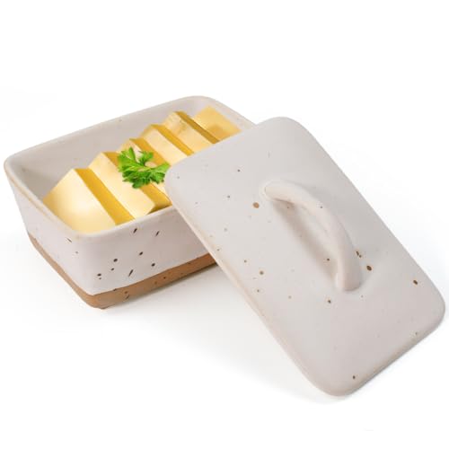 Vninkul Butterdose Keramik mit Deckel 350ml Butterglocke aus Keramik...